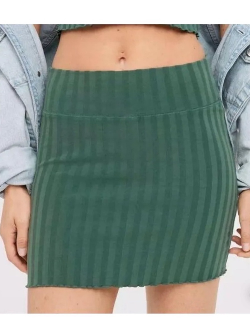 Aerie Offline Green Ribbed Mini Skirt